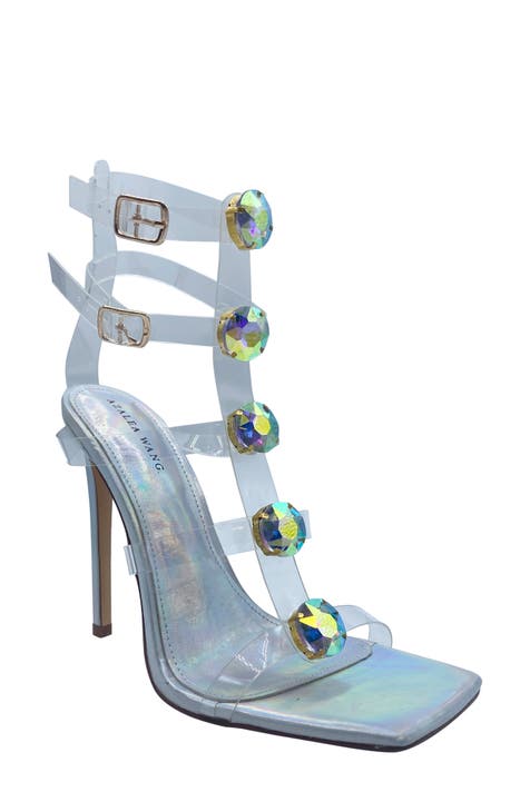 Lucia silver snake deals gem clear stiletto heels