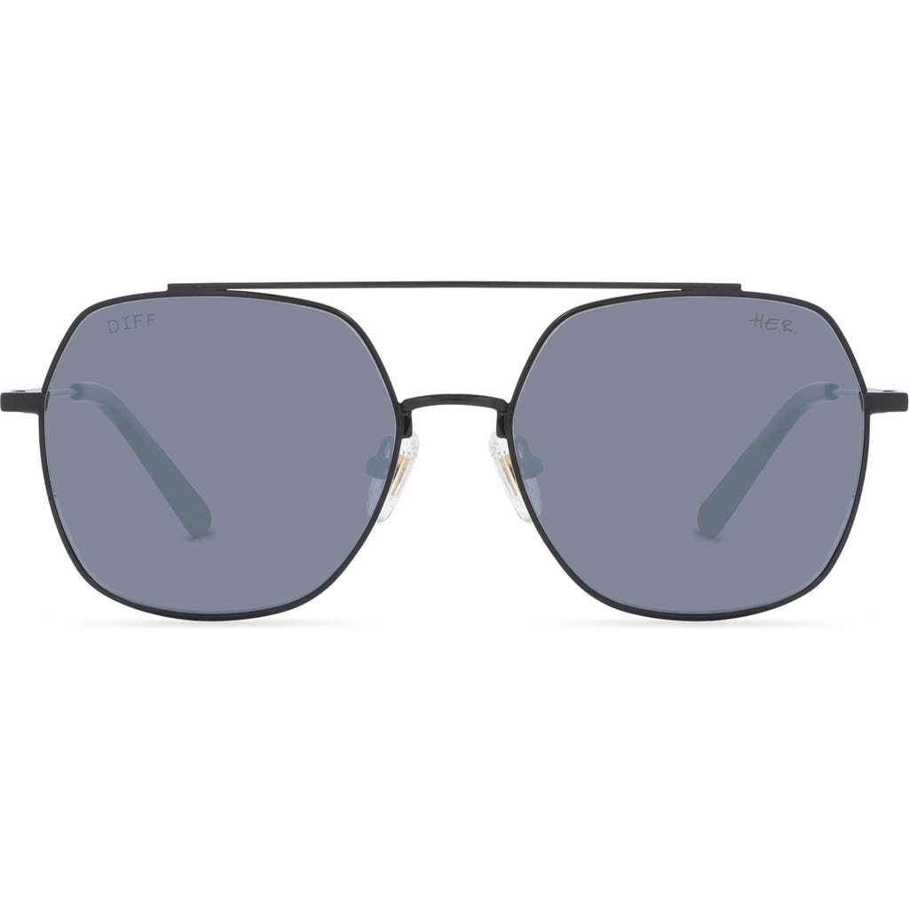 Shop Diff H.e.r. Paradise 60mm Aviator Sunglasses In Black/grey