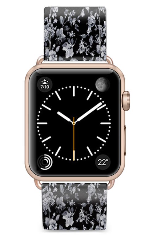 CASETiFY Vintage Flowers Saffiano Faux Leather Band for Apple Watch® in Black/Rose Gold