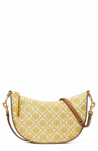 Tory Burch Women's T Monogram Perforated Mini Barrel Bag in Almond Flour, One Size