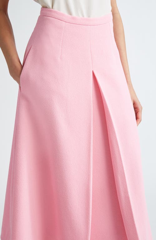 Shop Emilia Wickstead Sato Front Pleat Crepe Midi Skirt In Rose Pink