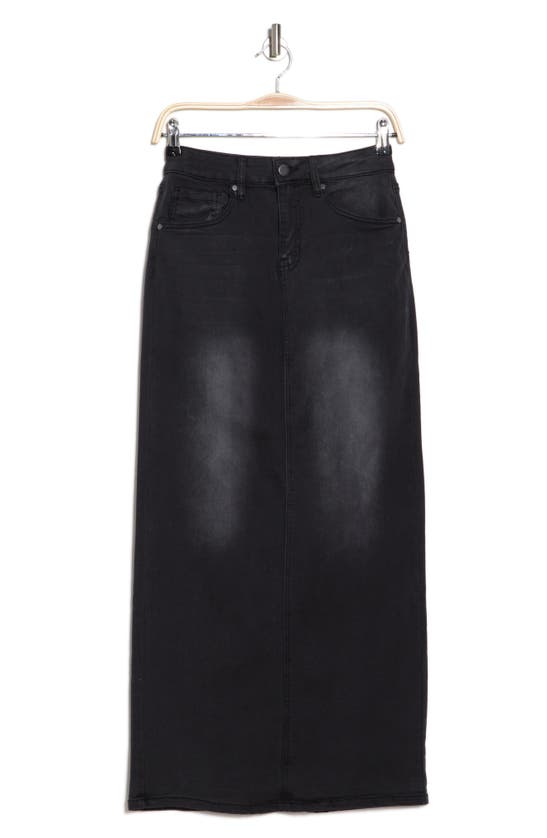 Shop Ptcl Slit Denim Maxi Skirt In Black Wash