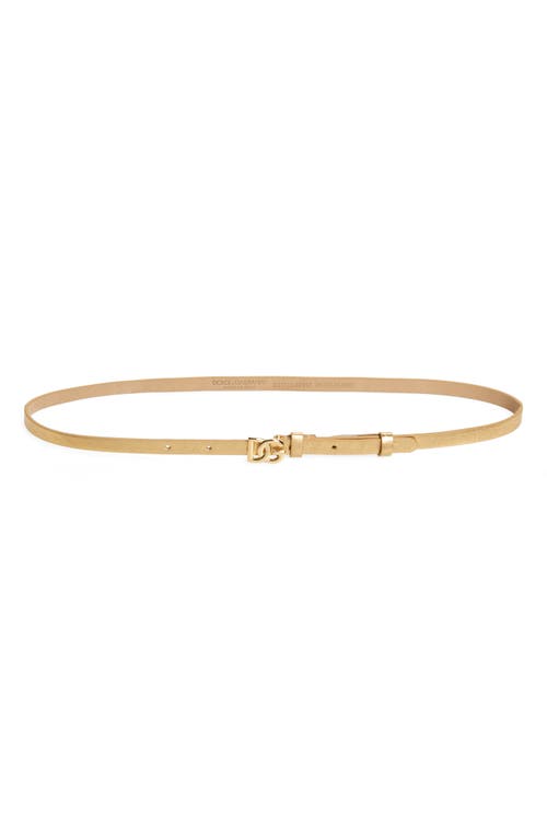 Dolce & Gabbana DG Logo Metallic Leather Belt Gold at Nordstrom,