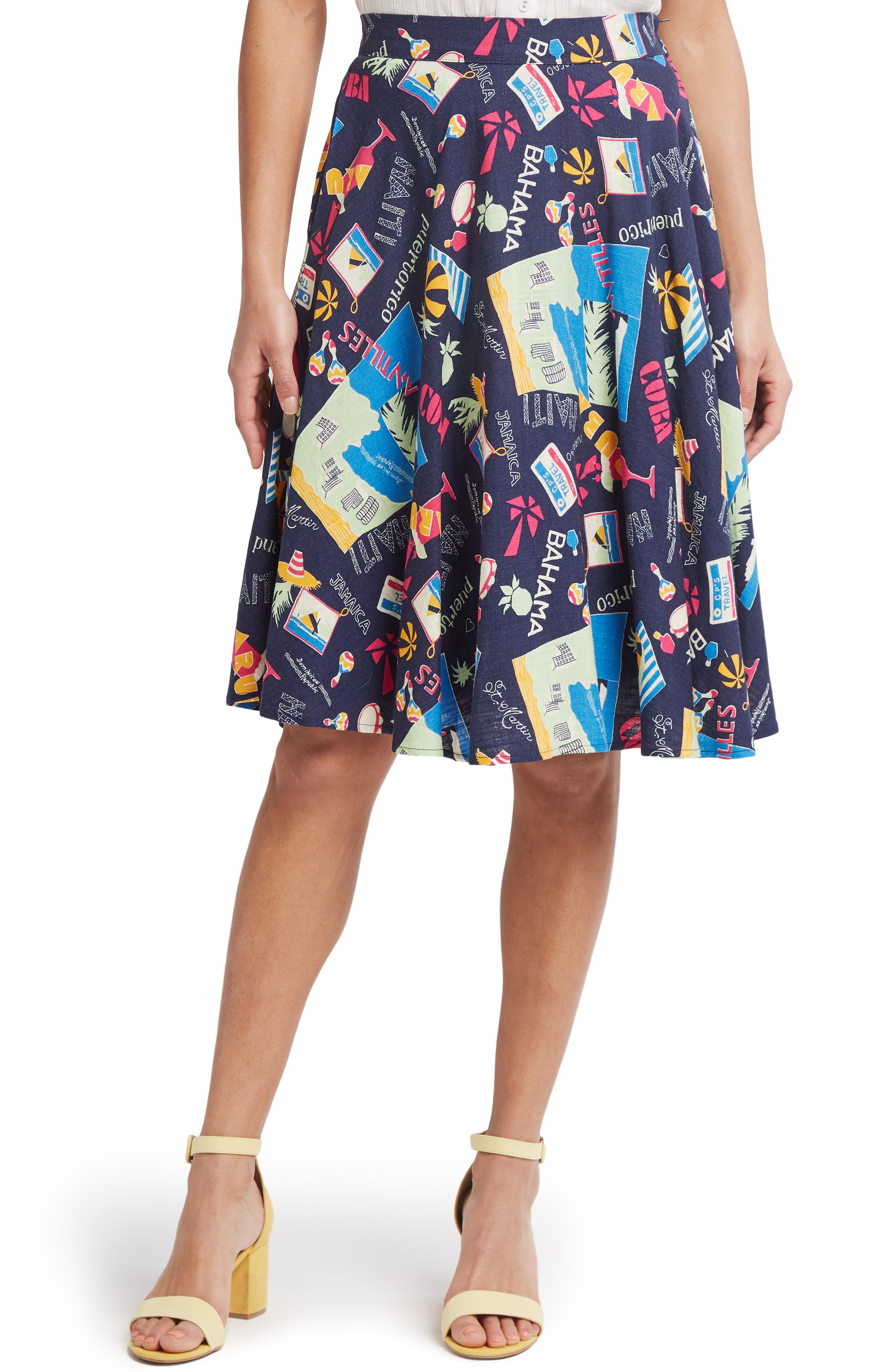 Plus Size Modcloth Just This Sway A-Line Skirt, Blue