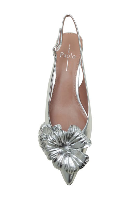 Linea Paolo Castiel Slingback Pointed Toe Kitten Heel Pump In Silver