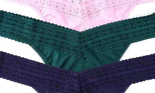 Shop Hanky Panky Dream Lace Trim Thong In Blue/green/pink