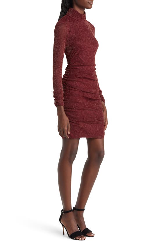 Eliza J Metallic Long Sleeve Body-con Dress In Wine