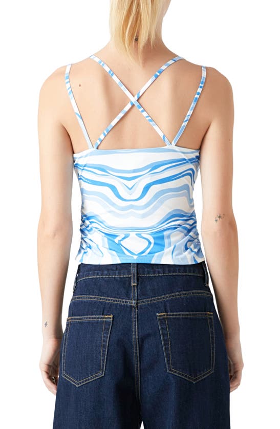 Shop Grey Lab Marble Print Ruched Camisole In Blue Multi
