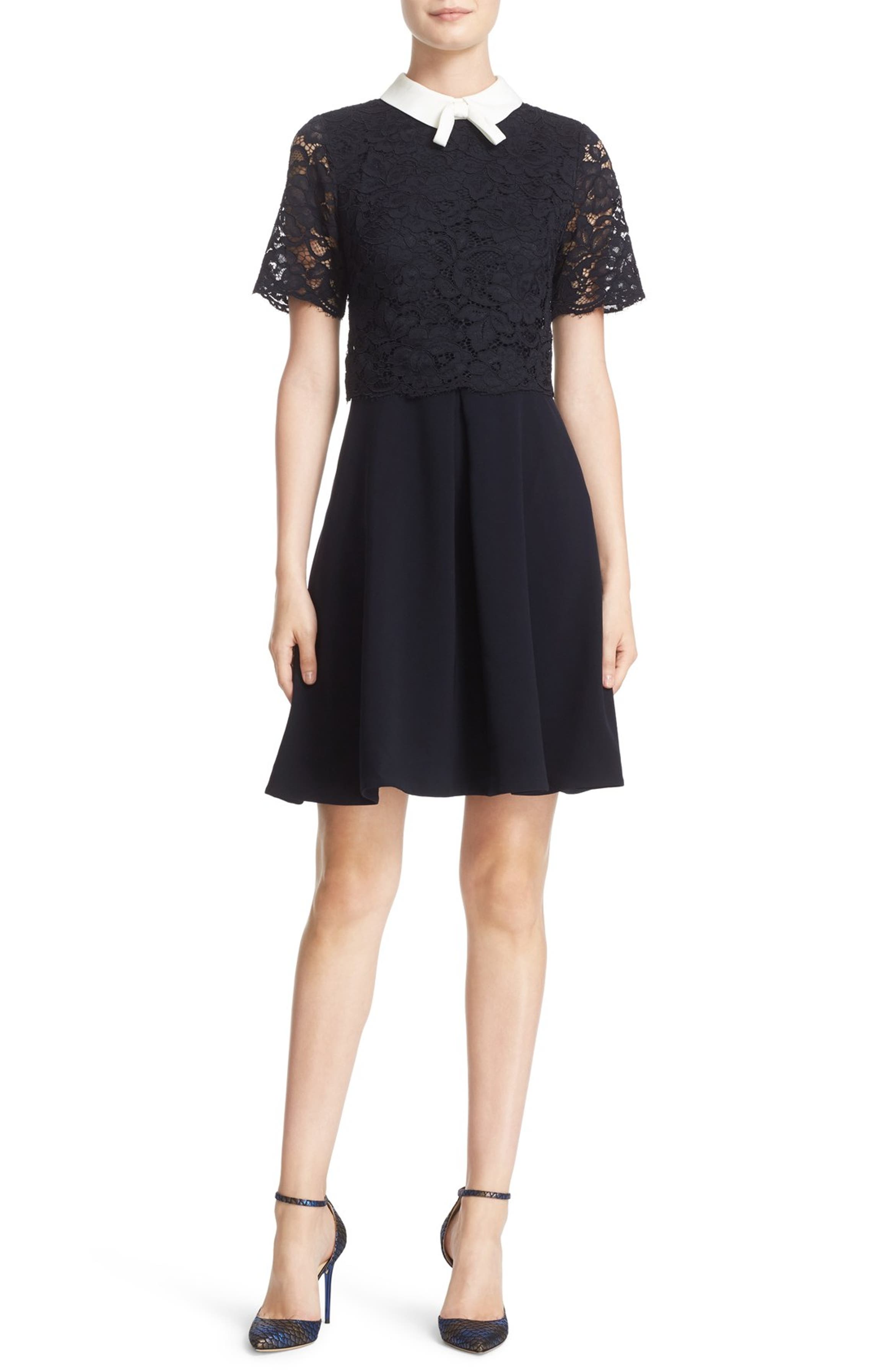 Ted Baker London 'Dixxy' Contrast Trim Lace Bodice Fit & Flare Dress ...