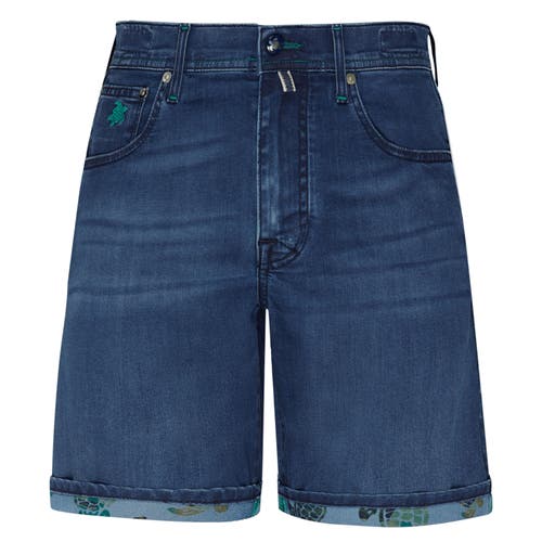 Shop Vilebrequin Tahiti Turtle Denim Shorts In Med Denim W2