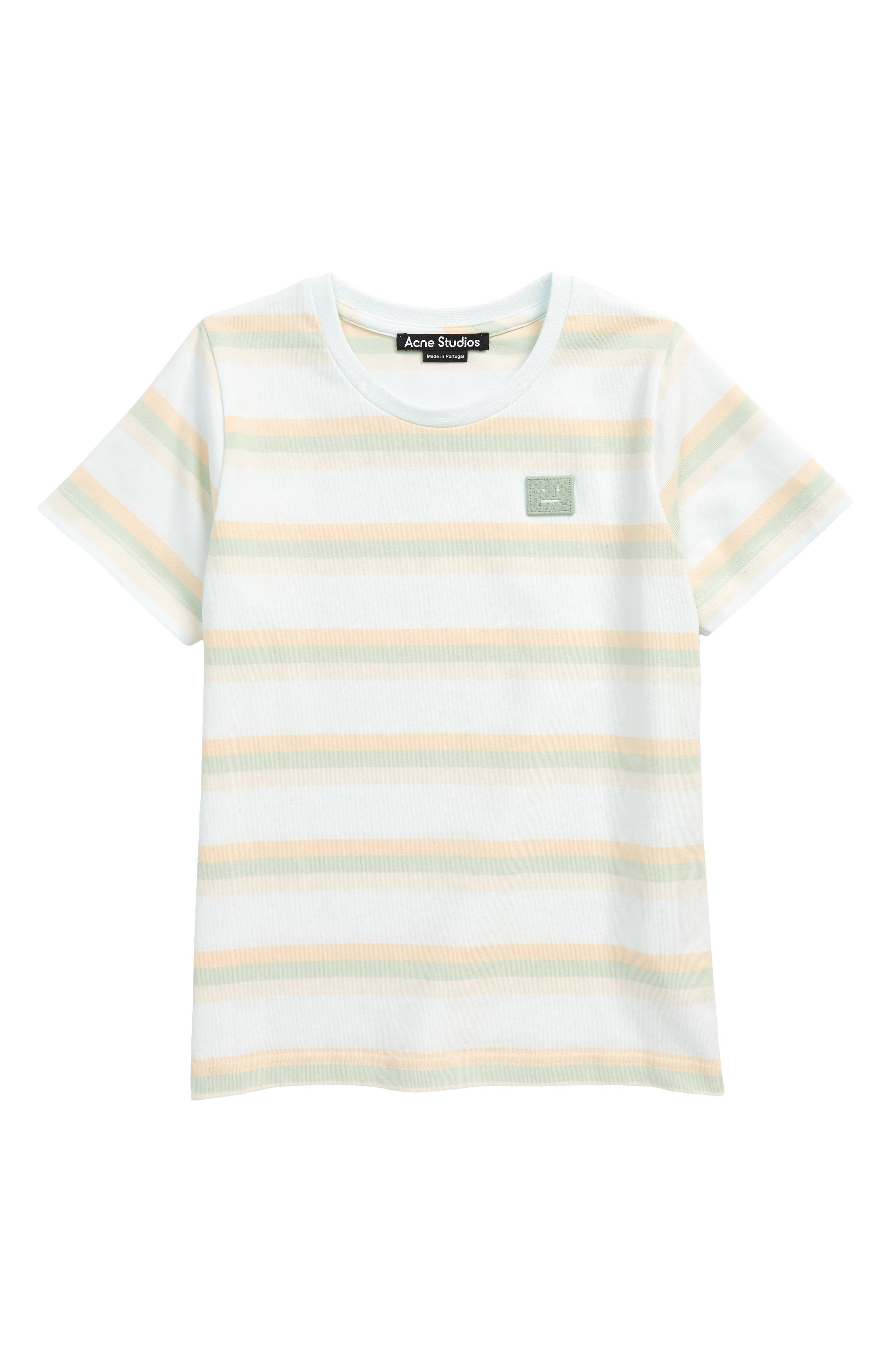 Acne Studios Kids' Mini Nash Stripe Face Patch T-Shirt in Pale Green at Nordstrom, Size 3-4Y Us