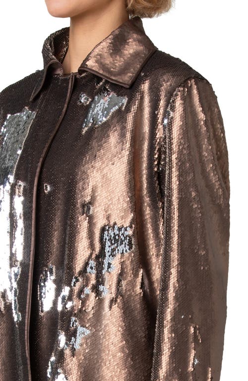 Akris Flip Sequin Jacket In Vicuna-silver
