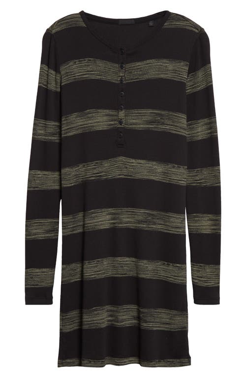 Shop Atm Anthony Thomas Melillo Stripe Long Sleeve Cotton Rib Dress In Black