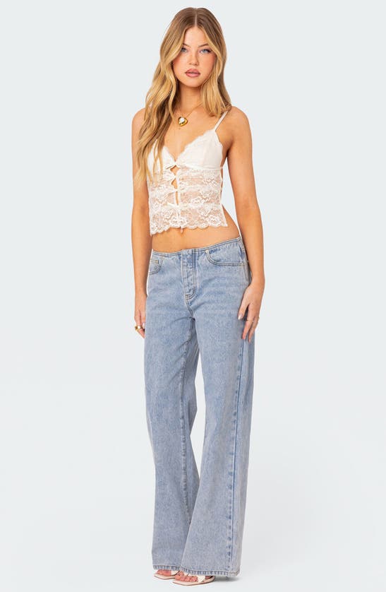 Edikted Cara Sheer Lace Tie Back Camisole In Cream