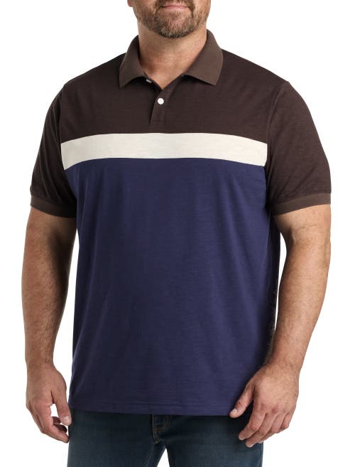 Shop Harbor Bay By Dxl Chest Striped Polo Shirt In Brown Multi