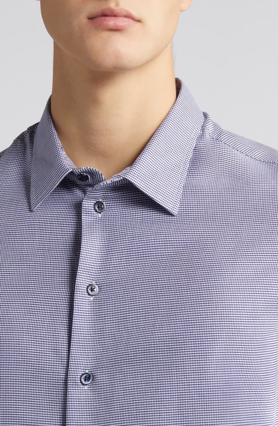 Shop Emporio Armani Micro Check Cotton Button-up Shirt In Navy