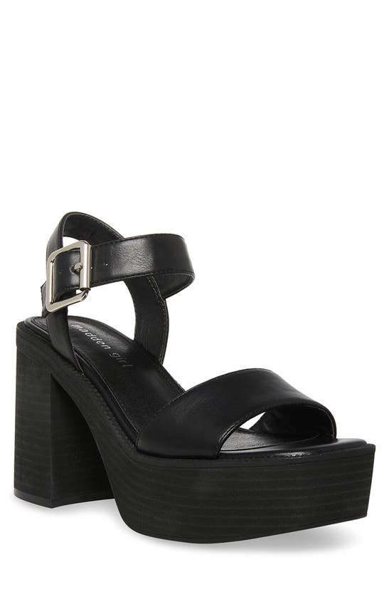 Madden Girl Grandview Stacked Wooden Platform Sandals In Black | ModeSens