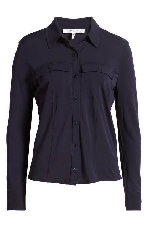 Shop Frame Jersey Button-up Shirt In Navy