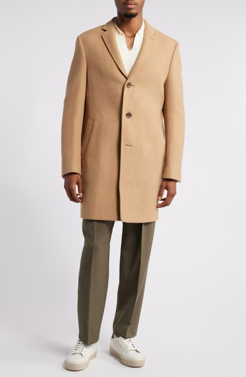 Shop Open Edit Felted Wool Blend Topcoat In Camel