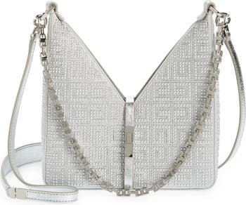 Christian Dior Mini Lady Dior Crystal Embellished Satin Shoulder Bag Gray