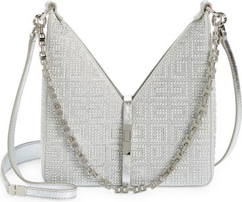 Fendi Fendi Wool Crystal Grey Baguette Small Shoulder Bag Leather