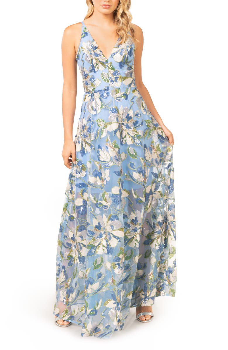 Dress the Population Ariyah Floral Sequin Gown | Nordstrom