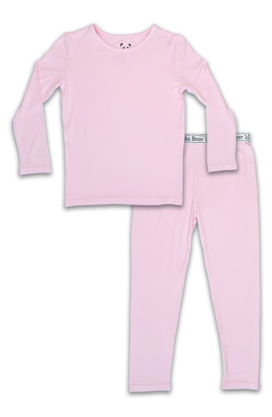 Bellabu Bear Kids' Fitted Two-piece Pajamas In Blush Pink