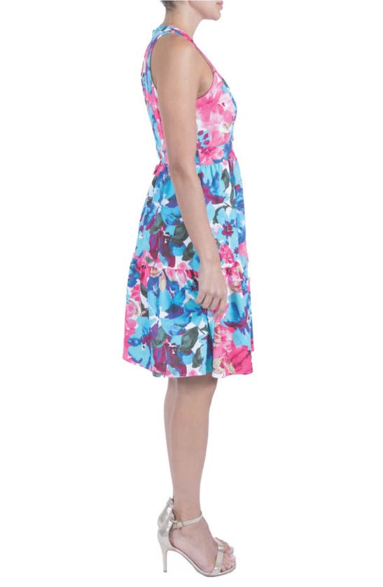 Shop Julia Jordan Floral Sleeveless Fit & Flare Dress In Blue Multi