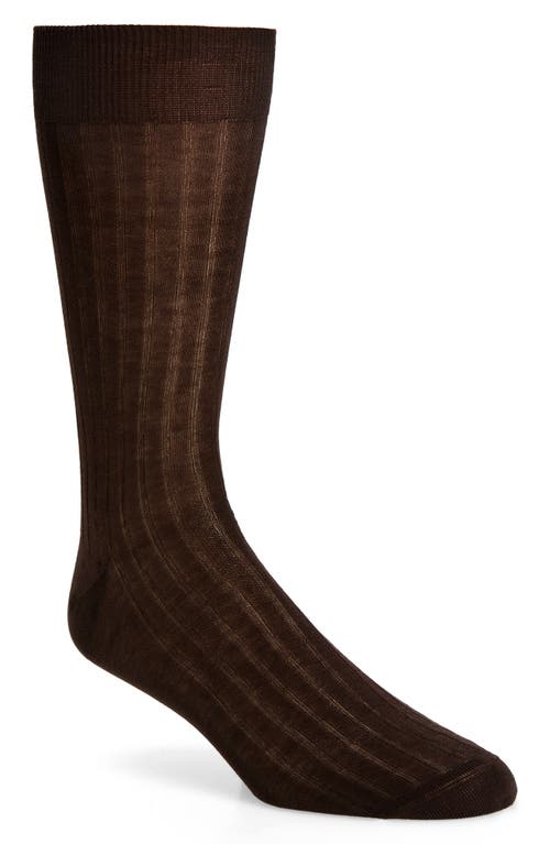 Canali Cotton Rib Dress Socks in Dk Brown at Nordstrom, Size Medium