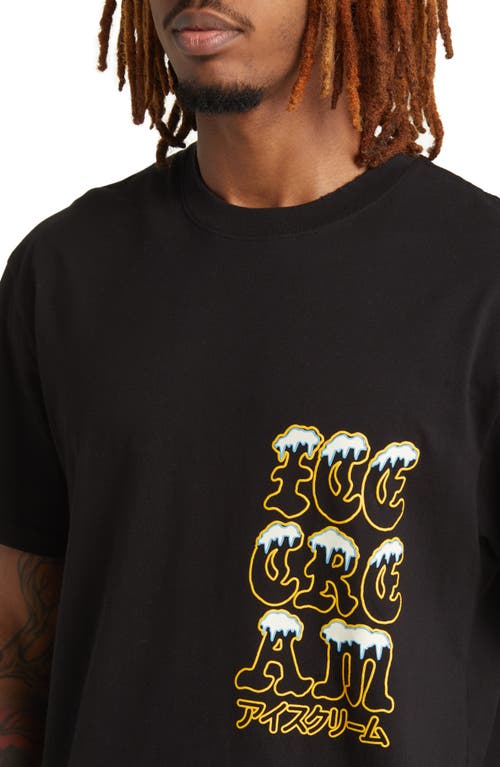Icecream Oversize Puffy Logo Cotton T-shirt In Black