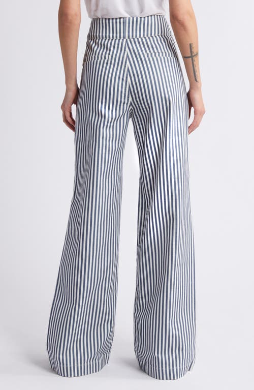 Shop Frame Tailored Wide Leg Pants In Seaport Stripe