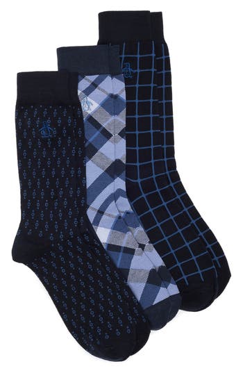 Original Penguin Assorted 3-pack Dress Socks In Dk Navy