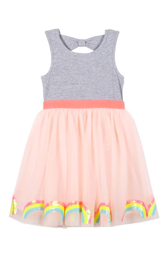 Zunie Kids' Sleeveless Rainbow Tutu Dress In Heathered Grey/ Blush