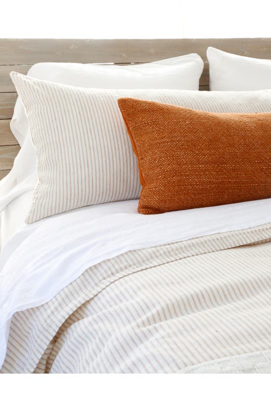 Pom Pom At Home Connor Stripe Linen & Cotton Body Pillow In Ivory/ Amber