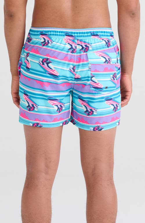 Shop Saxx Oh Buoy Stripe 2-in-1 Hybrid Shorts In Jetski Stripe- Pool