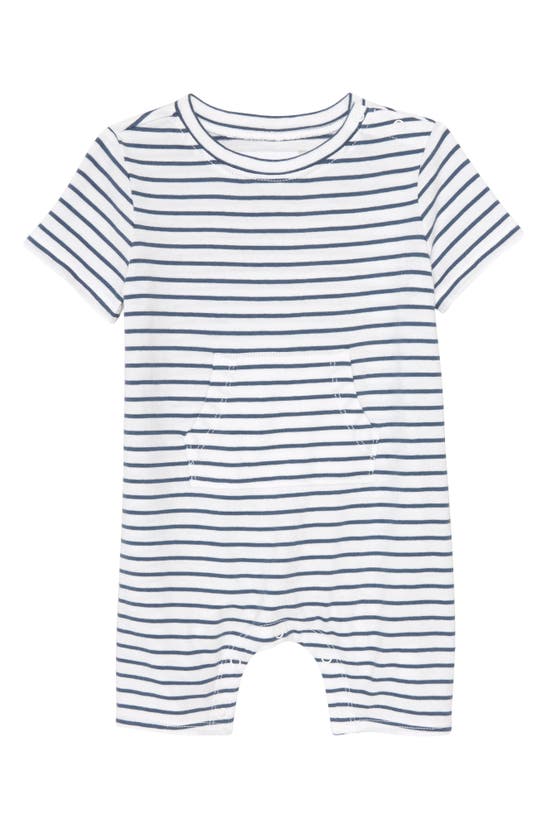 Nordstrom Rack Babies' Kids'  Kanga Print Romper In White- Blue Stripe