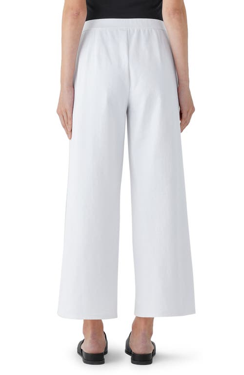 Eileen Fisher Ankle Organic Cotton Blend Ponte Wide Leg Pants In White