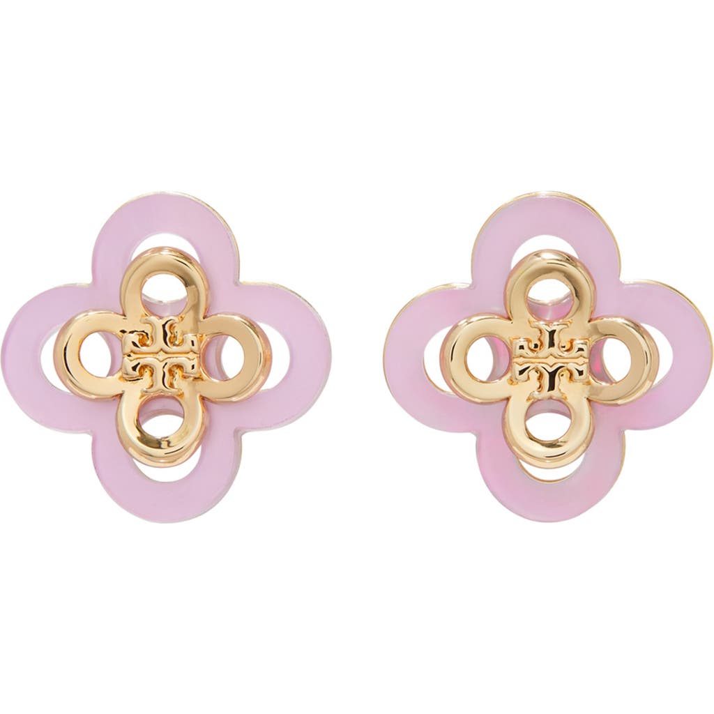 Tory Burch Kira Clover Stacked Stud Earrings In Pink