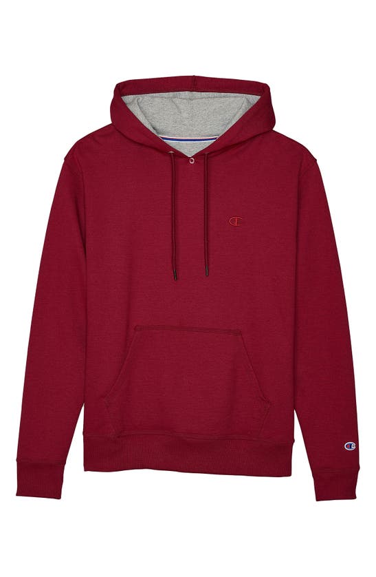 Champion Power Blend Fleece Pullover Hoodie In Cranberry Tart
