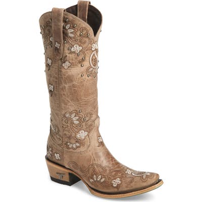 Lane Boots Sweet Paisley Embroidered Western Boot- Grey