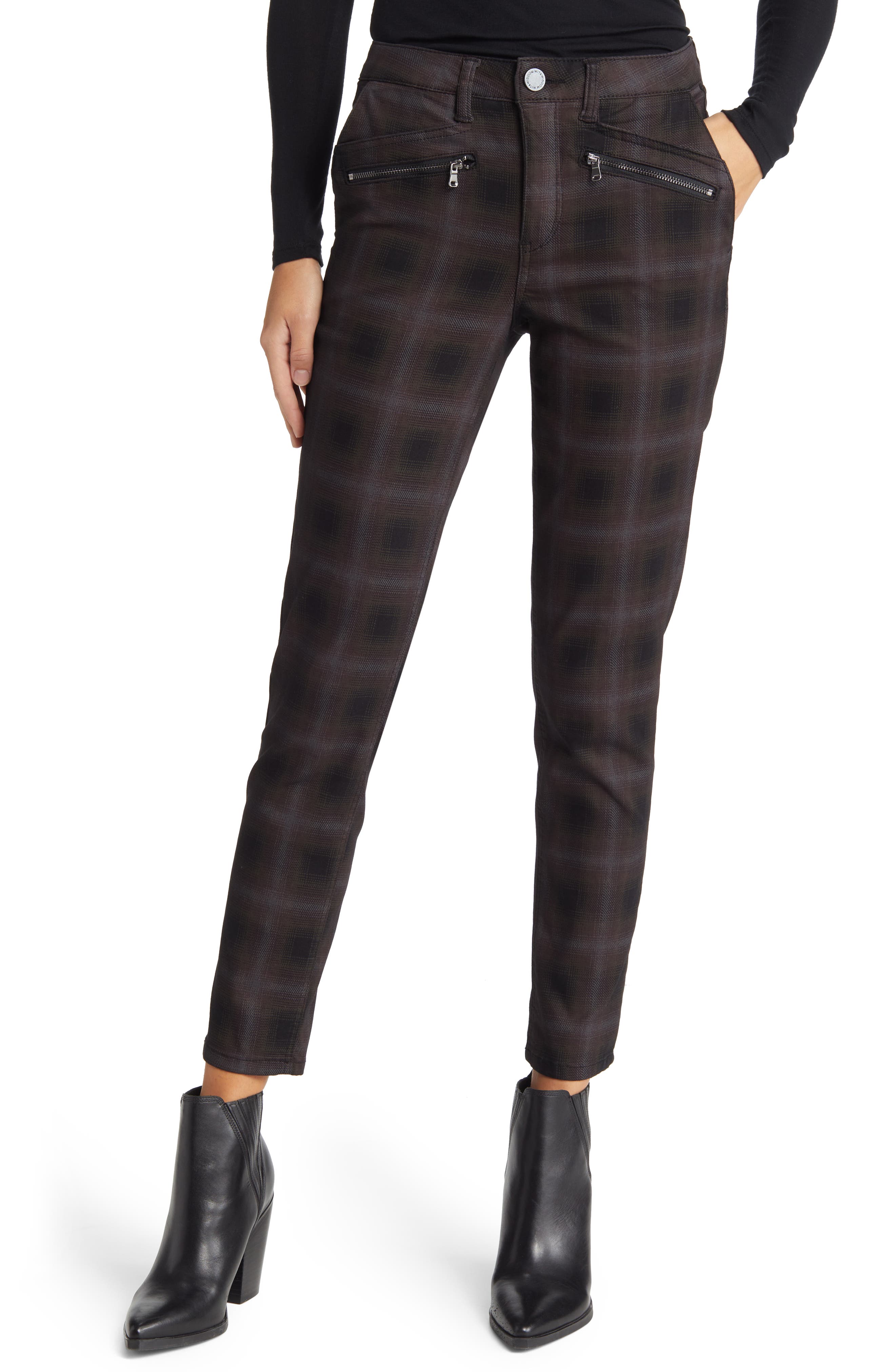 grey plaid pants womens