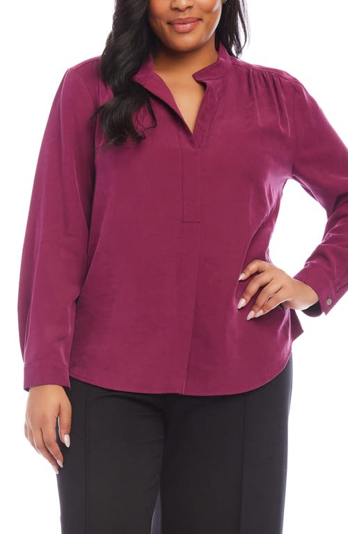 Shop Karen Kane Split Neck Popover Top In Wine