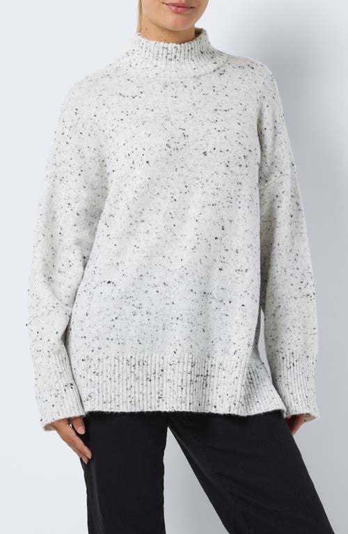 Noisy may Mendy Fleck Mock Neck Sweater in Eggnog Detailblack 