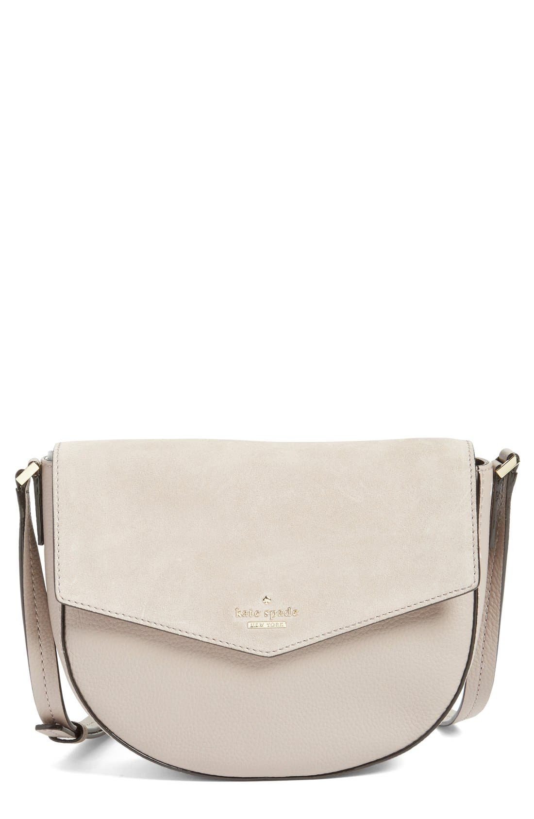 kate spade new york 'spencer court lavinia' leather & suede crossbody