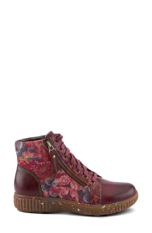 L'artiste By Spring Step Maylah Lace-up Bootie In Bordeaux Multi