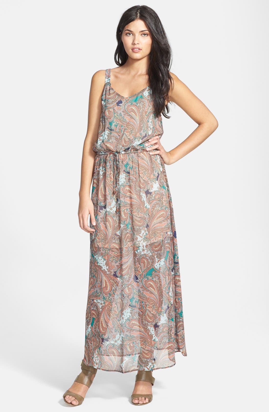 Bobeau Print Racerback Maxi Dress | Nordstrom