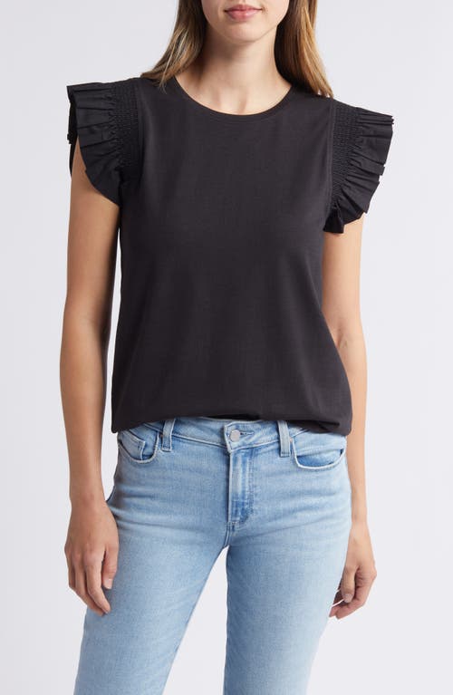 caslon(r) Smocked Ruffle Sleeve Top at Nordstrom,