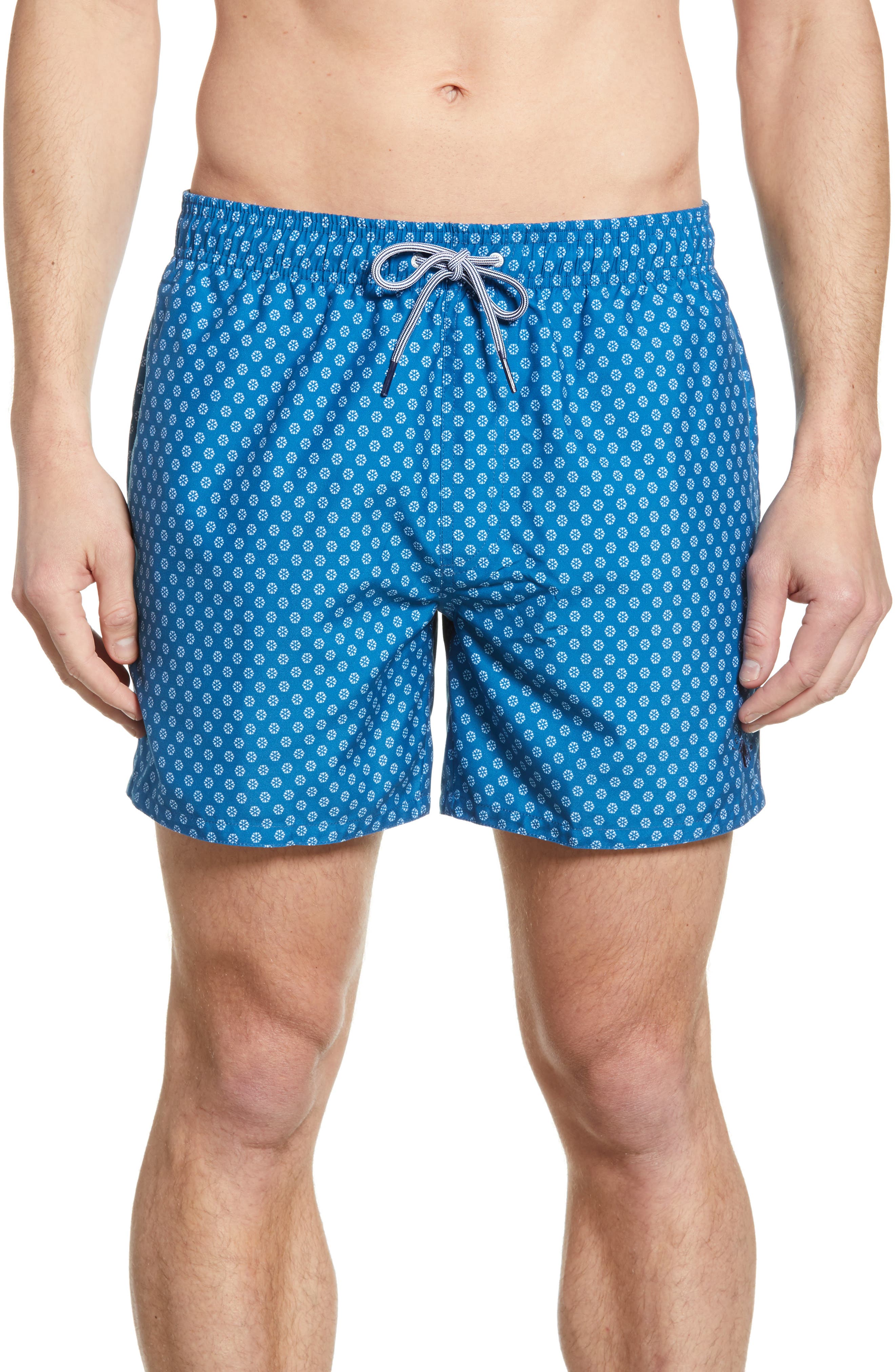 Ted Baker London Pose Geo Print Swim Trunks, Blue