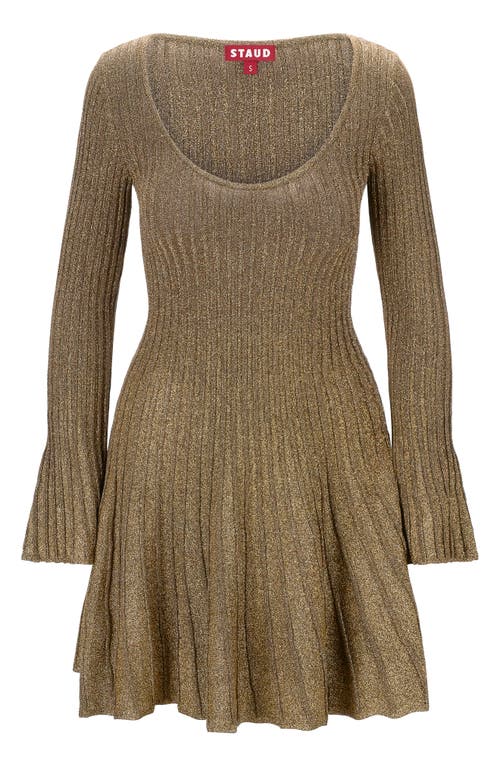 STAUD STAUD RAQUEL METALLIC LONG SLEEVE SWEATER DRESS 