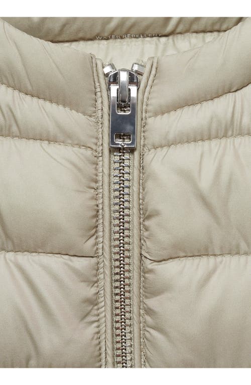 Mango Quilted Front Zip Vest In Light Heather Grey